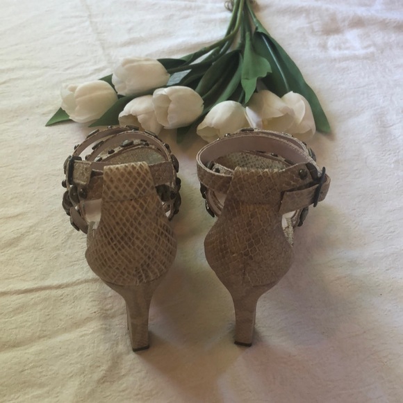 REBECCA TAYLOR Snakeskin Studded Pumps - Picture 7 of 8